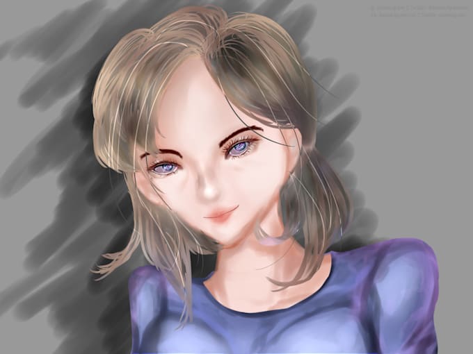 Create A Digital Portrait In Anime Semi Realistic Style By Suzuneayame