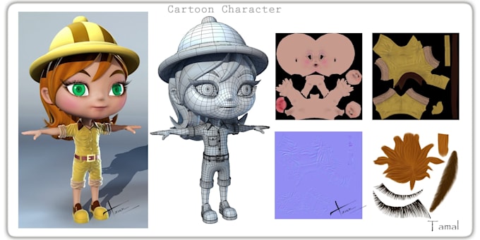 give you game character modeling texture and rig