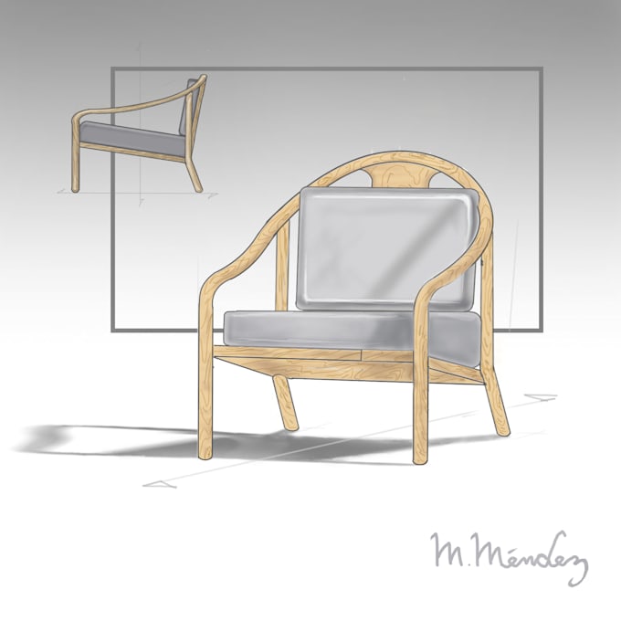 your interior design furniture  sketch or 3d model