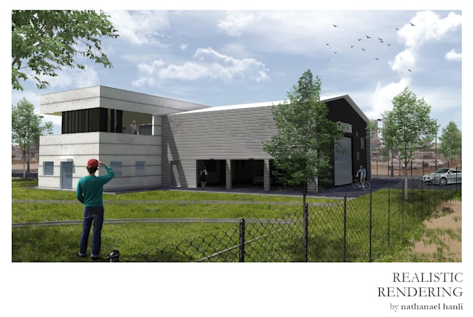 make realistic 3d render of architecture and interior design building model