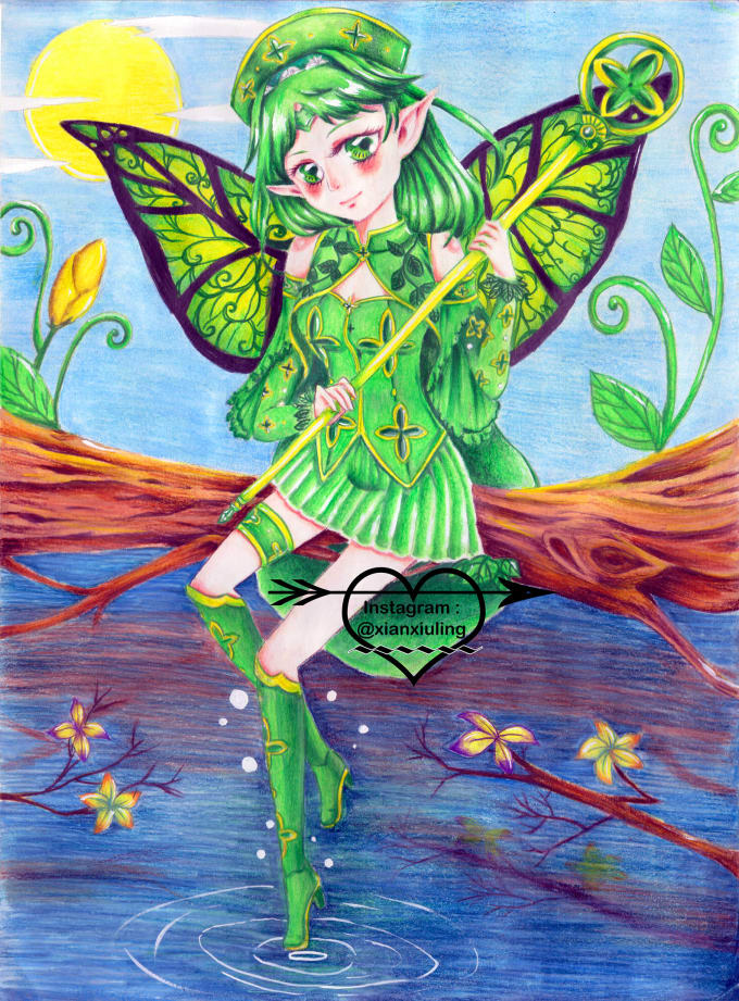 Draw Manga Anime Character With Watercolor Or Color Pencil By