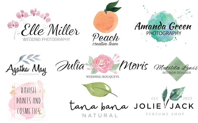 design professional and watercolor hand drawn  logo