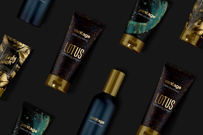 design luxury cosmetic product packaging and label design