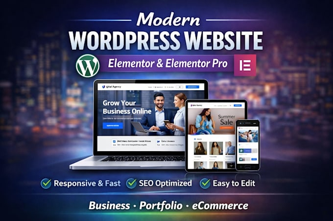 design a modern responsive wordpress website using elementor