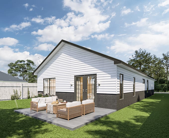 create 3d exterior, facade for house