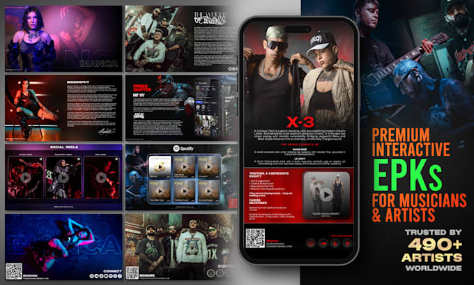 design a creative clickable epk for musicians, djs and artists