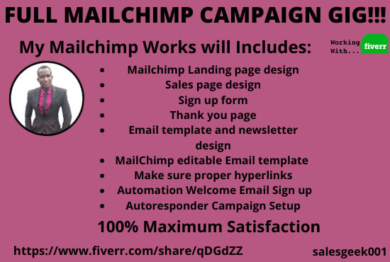 design mailchimp email campaign, mailchimp landing page, aut