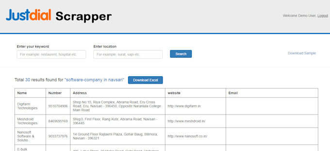 Provide justdial data extractor by Vandanaasthana Fiverr