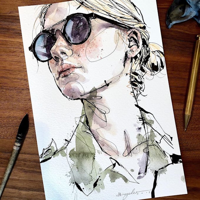 Draw Watercolor And Sketch Style Portrait By Mikihitotsukara