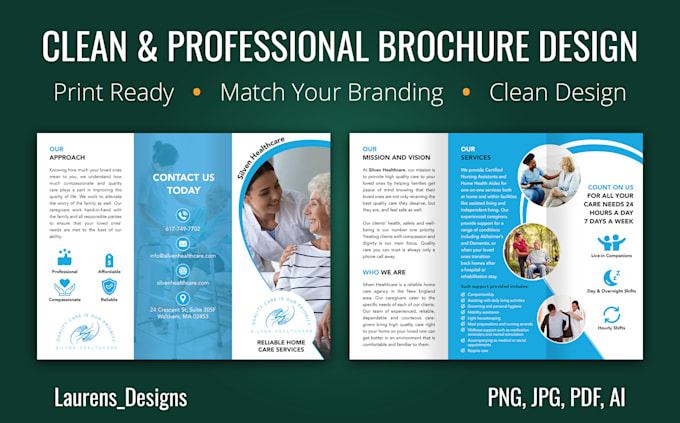 design a clean professional trifold or bifold brochure