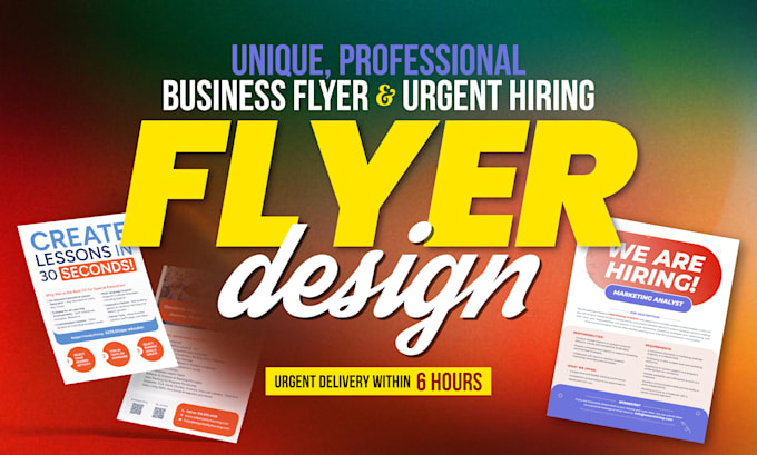 do business flyer design, urgent hiring, brochure, postcard for you