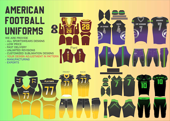 do football uniforms, all sportswear designs, manufacturer