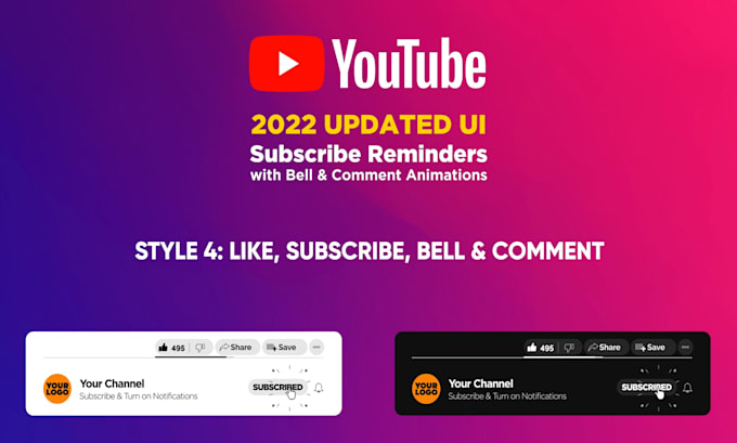 make the updated 2026 youtube subscribe bell and comment reminder animation