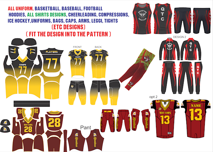 designs manufacturing bags cap arm football uniforms
