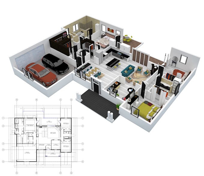 Create 3d floor plans with realistic 3d rendering by Raghdaaalaa | Fiverr