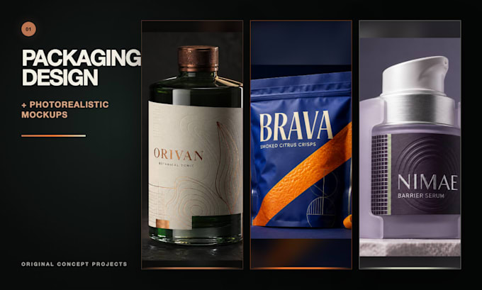 design premium product packaging, label, and 3d mockup