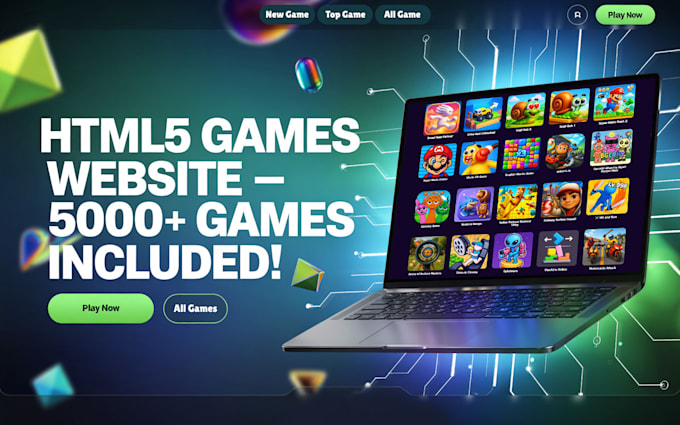 build a gaming website with 5000 HTML5 games automated