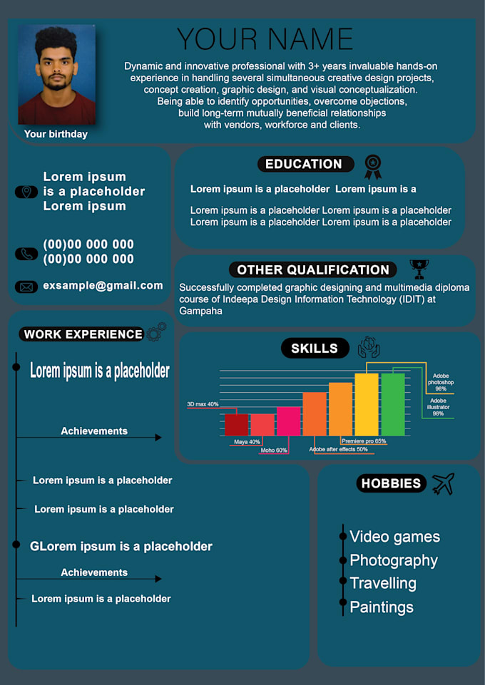 design modern resume for you in 12 hours