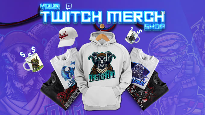 Design twitch merch tshirts hoodies and many more