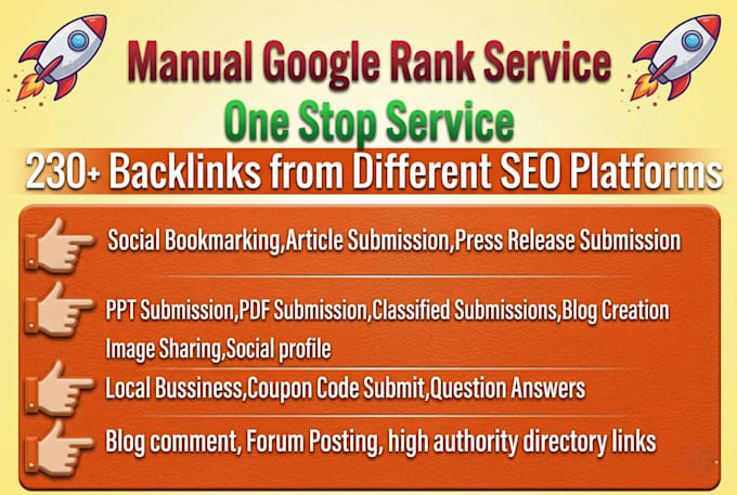 provide all in one manual SEO google rank package