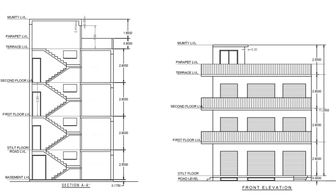 Redraw Or Model A Commercial Building Plan And Elevation By