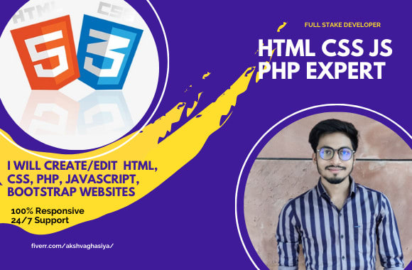 Edit your html css javascript website by Akshvaghasiya | Fiverr