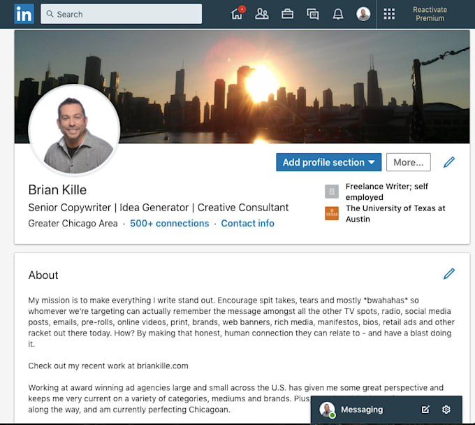 edit and revise your linked in profile