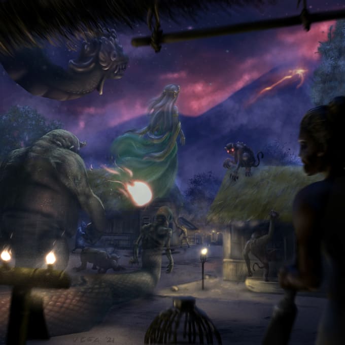 paint any sci fi or fantasy concept art illustration