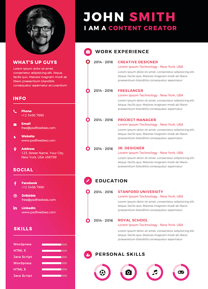 Design A Killer Cv Resume In Infographic Style Under 24h By