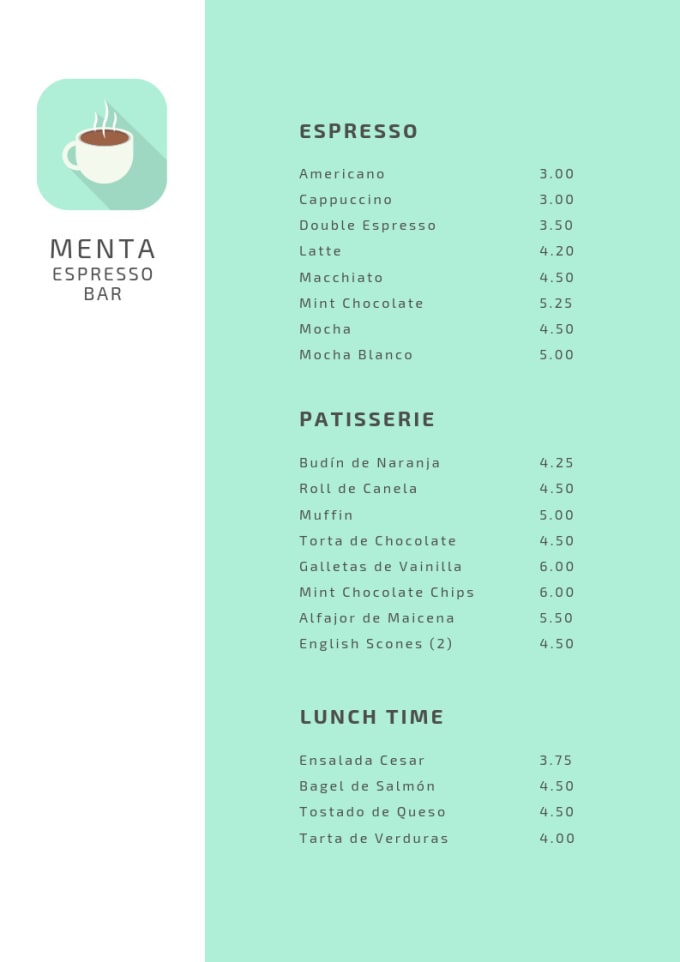 Design A Menu For Your Restaurant Bar Coffee Shop Or Private