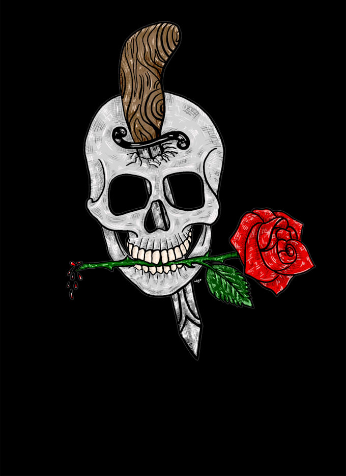 create illustration rose and skull or other