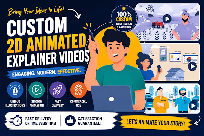 create a custom high quality 2d animated explainer video