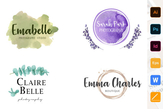 design a vector, watercolour logo, etc and brand identity