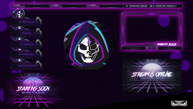 Design twitch overlay and logo by Glasslogos | Fiverr