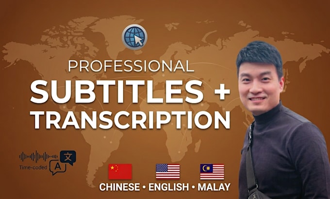 transcribe and add subtitles in english, chinese, malay