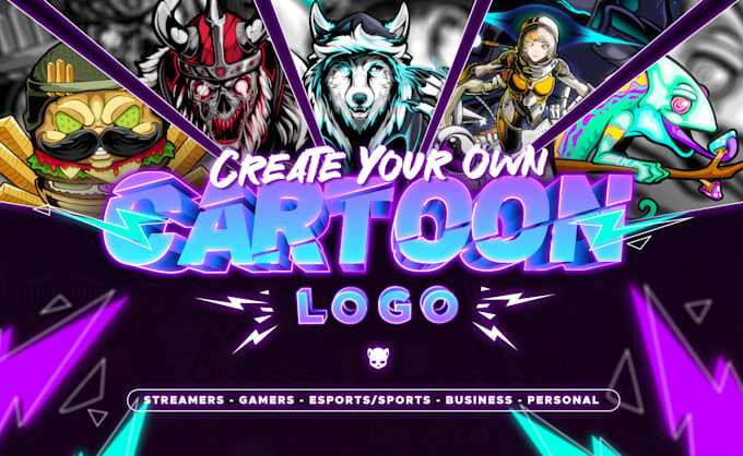 create cartoon, gaming logo, animation for youtube, esports