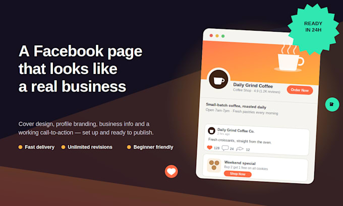 set up professional facebook business page for you