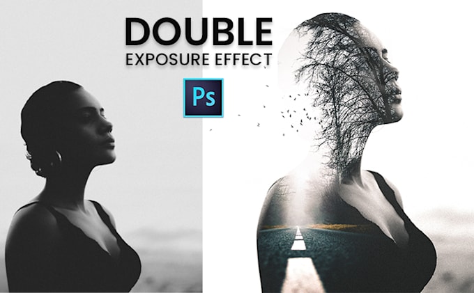 design creative double exposure portraits effect and photoshop editing