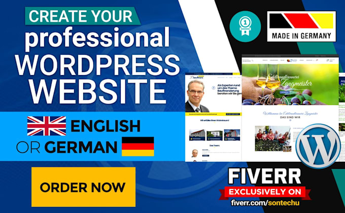 create your professional english or german wordpress website