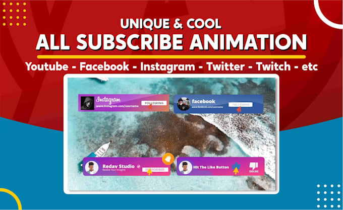 make custom lower thirds, youtube subscribe,like and bell animation