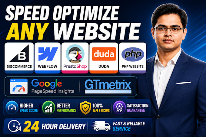 speed optimize bigcommerce webflow prestashop duda php website