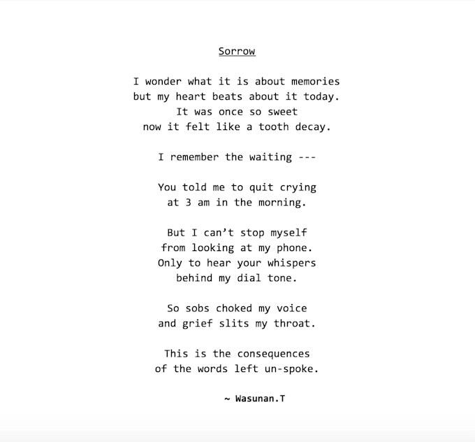 Express Your Feelings Into Words In A Poem By Wasunan
