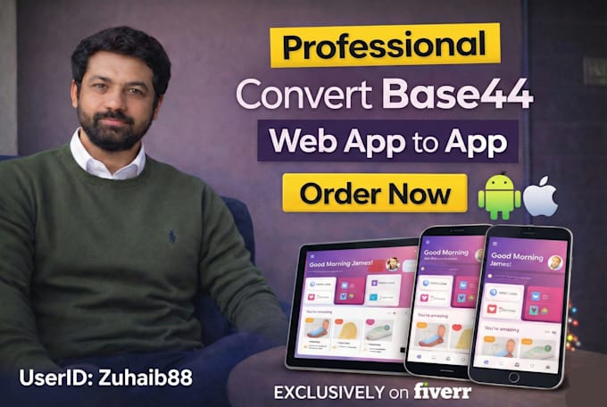 convert base44, lovable web app or saas into android and ios app