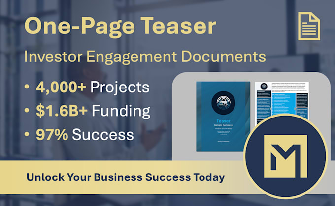 prepare one page investor teaser