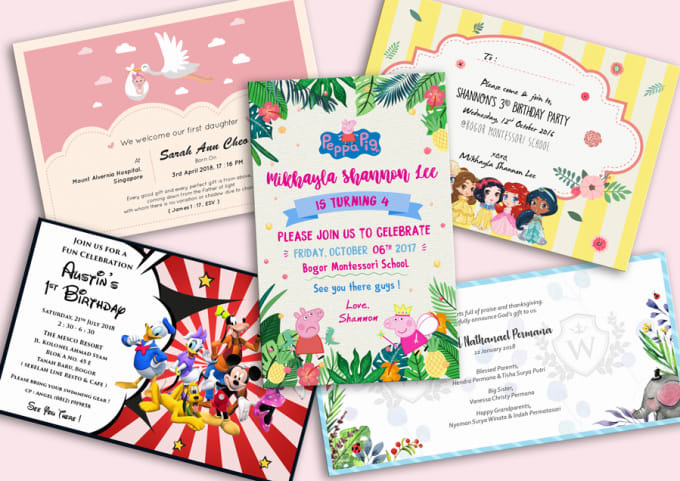 Design A Cute Birthday Invitation And Greeting Card For Kids By