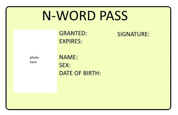 Will provide a digital copy of the N Word pass certificate from a real blac...