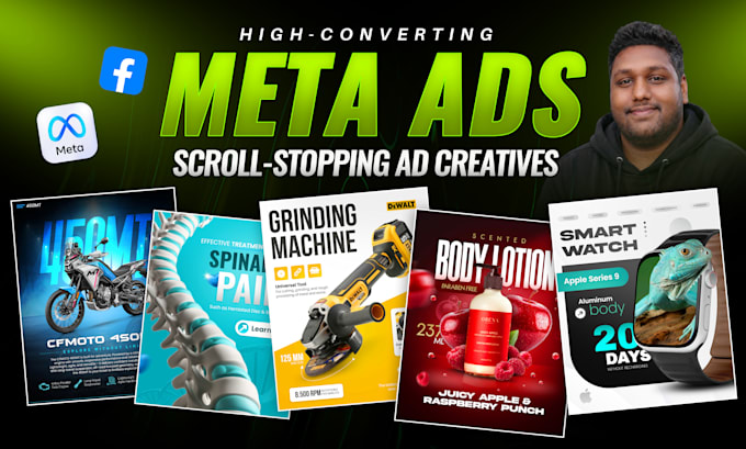 design meta ads creative, static ads, facebook ads and instagram carousel
