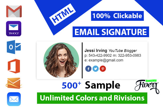 design HTML email signature or clickable email signature