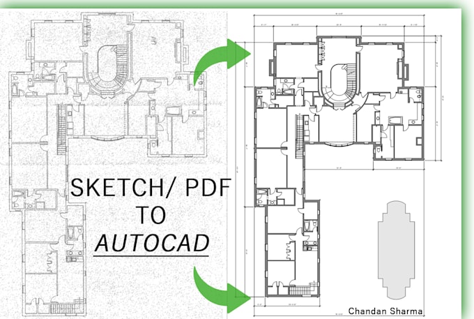 convert scanned pdf or sketch jpeg to 2d autocad drawing