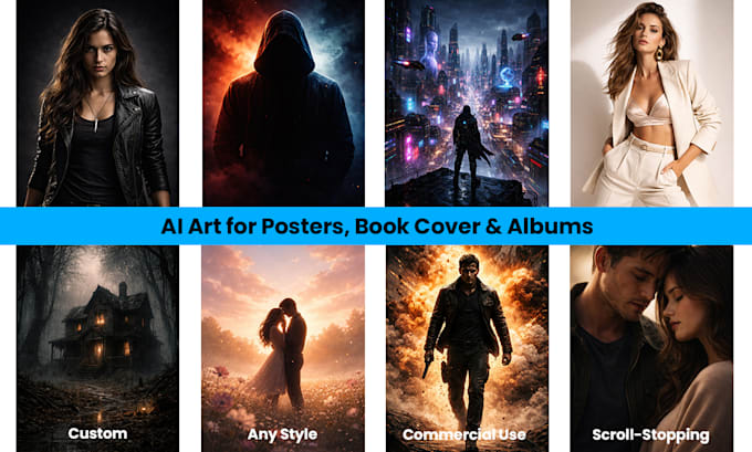 design stunning ai artwork for posters, book covers, and albums